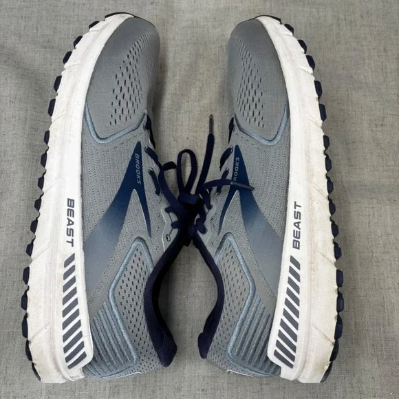 Brooks Beast 20 Shoes Grey Navy Blue Mesh Running Sneakers Men's Size 14 - Picture 10 of 11